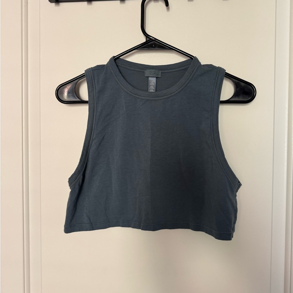SKIMS Blue Sleeveless Muscle Tee Crop Top